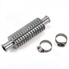 Refroidisseur adaptable Aluminium CNC rond argent 130mm Ø35 (durite Ø16mm)