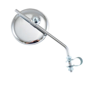 Rétroviseur adaptable rond acier chrome réversible + réglable en hauteur (diamètre 100mm)