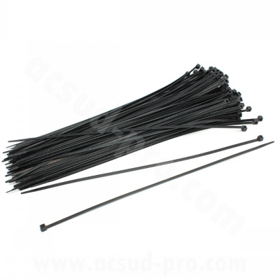 Collier de serrage adaptable noir 290 x 3.6mm (SACHET DE 100 PIECES)