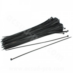 Collier de serrage adaptable noir 290 x 3.6mm (SACHET DE 100 PIECES)