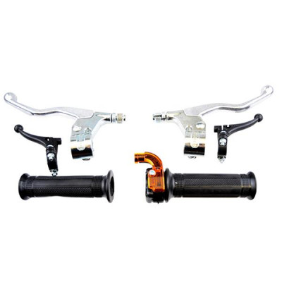 Kit poignée-levier adaptable noir-chrome pour cyclomoteur Targa Mini Eco