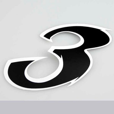 Autocollant adaptable numéro 3 noir L 9 cm