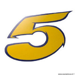 Autocollant adaptable numéro 5 jaune L9