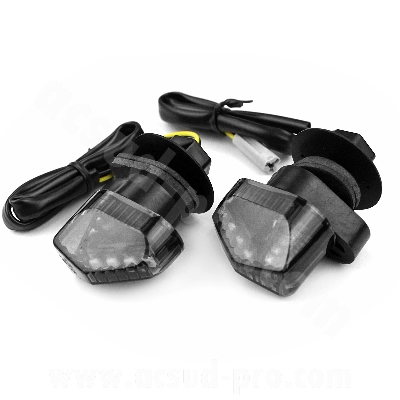 Clignotants adaptables mini 3rs LED fumé-noir homologués CE montage idéal pour Piaggio MP3 400 / 500CC (paire)