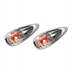 Lampes à coller adaptable Goutte d'eau chrome/transparent - Ampoule orange (PAIRE)