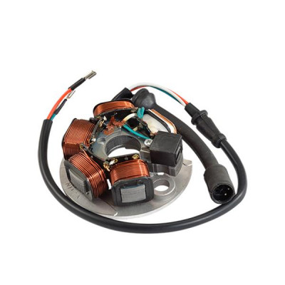 Stator allumage adaptable 5 pôles pour scooter maxiscooter 125cc Piaggio PK, Vespa PK sans batterie (référence origine : 199495)
