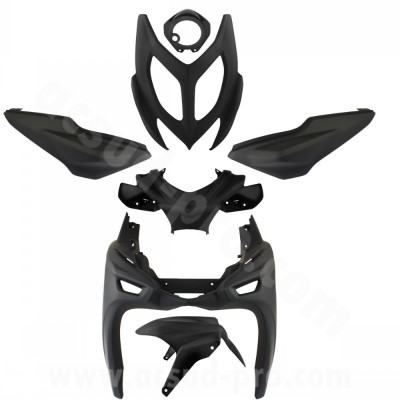 Kit carrosserie adaptable noir mat 7 pièces MBK 50 Nitro 2013> / Yamaha 50 Aerox 2013>