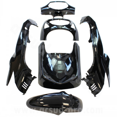 Kit carénage 6 pièces noir brillant adaptable pour Honda 125 SH 2001+
