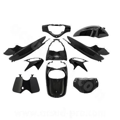 Kit 10 pièces carénage noir brillant adaptable pour maxi scooter 125cc Honda SH injection 2005-2008