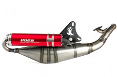 Pot d'échappement Voca Racing silencieux rouge pour 50cc MBK Nitro, Ovetto-Yamaha Aerox, Neos-Malaguti F12-Aprilia SR