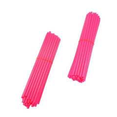 Couvre rayons adaptable 76 pièces rose fluo (38 rayons pour jante de 19 pouces 190mm + 38 rayons pour jante de 21 pouces 210mm)