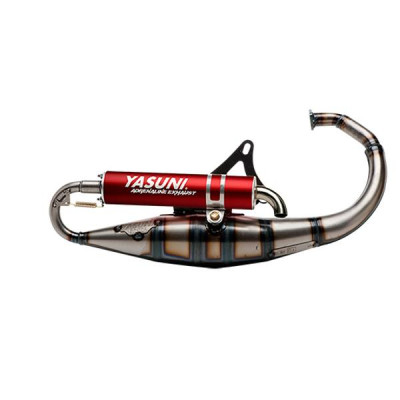 Pot Yasuni silencieux rouge pour Minarelli vertical - Tub307R - scooter MBK 50 Booster, Stunt - Yamaha 50 BWS, Slider