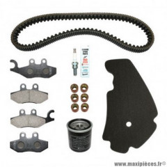 Kit entretien Piaggio origine complet (courroie, plaquettes, filtre à huile, filtre à air, galets, guide, bougie) pour maxi-scooter 300 Beverly 2016-2020 - 1R000415