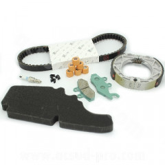 Kit entretien Piaggio 50 cc 4T (Courroie, plaquettes, mâchoires de frein, filtre à air, galets, guide, bougie) Vespa Primavera 2012-2017, Sprint 2013-2017 - 1R000387