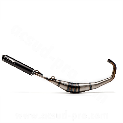 Pot d'échappement Yasuni passage bas silencieux noir - Beta RR 50, Yamaha DT 50, Peugeot XPS, Rieju MRT (sortie cyl. Ø25) - TUB808TH