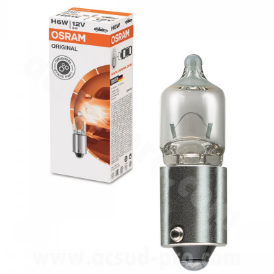 Ampoule adaptable 12V-6W norme H6W culot BAX9S témoin halogène ergots décalés blanc