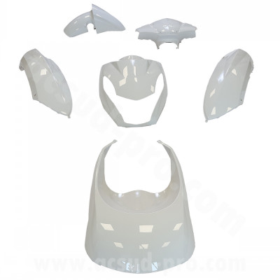 Kit carrosserie TNT blanc brillant 6 pièces pour scooter Peugeot Kisbee 2T et 4T