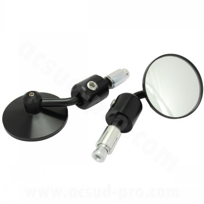 Rétroviseur TNT Aluminium CNC Noir Vintage Fixation Embout de Guidon