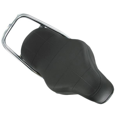 Selle adaptable marquage Peugeot type chopper noir pour mobylette 103