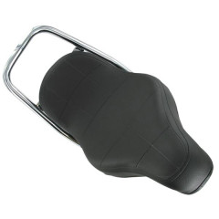Selle adaptable marquage Peugeot type chopper noir pour mobylette 103