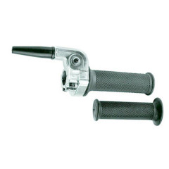 Poignée de gaz Domino alu chrome avec revêtement noir