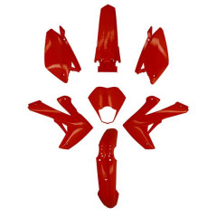 Kit carénage plastique adaptable rouge brillant (7 pièces) pour Rieju 50 MRT 2009-2021, MRT Enduro 2009-2021, MRT Pro 2009-2021, MRT SM 2009-2021