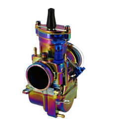 Carburateur adaptable type PWK 24 titanium avec boisseau plat, power jet et starter à tirette