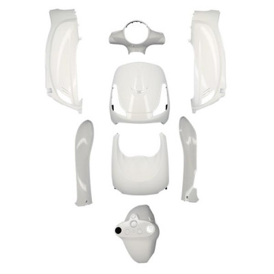 Carrosserie-carénage adaptable blanc kit 8 pièces SYM 50 Fiddle 2 4T 2011-2014, SYM 125 Fiddle 2 2010-2014
