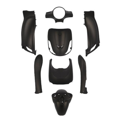 Carrosserie-carénage adaptable noir mat kit 8 pièces SYM 50 FIDDLE 2 4T 2011-2014, SYM 125 FIDDLE 2 2010-2014