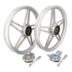 Jante cyclo 17'' adaptable type bernardi argent (x2) pour Peugeot 103 MVL/Vogue