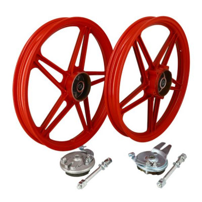 Jante cyclo 17'' adaptable type Bernardi rouge pour Peugeot 103 MVL, Vogue (vendu par paire)