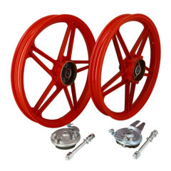 Jante cyclo 17'' adaptable type Bernardi rouge pour Peugeot 103 MVL, Vogue (vendu par paire)