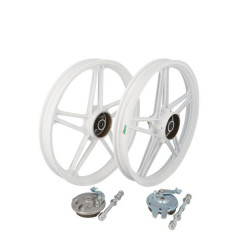 Jante adaptable 17'' blanche AV+AR pour Peugeot 103 MVL, 103 Vogue (Vendu par paire)