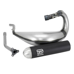 Pot d’échappement Tecnigas acier cartouche alu noir pour moteur 50 SM-R 2013+ et 50-R 2013+ (passage haut à droite)