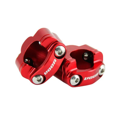 Paire de pontets de guidon Voca Racing CNC adaptateur diam 28,6mm (entraxe de fixation 34,8mm) couleur rouge