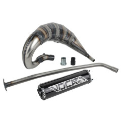 Pot d'échappement Voca Racing silencieux alu noir passage haut pour 50 à boite Derbi Senda, Senda DRD - Aprilia RX, SX