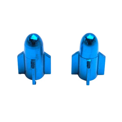Bouchons de valve adaptable aluminium bleu (paire)