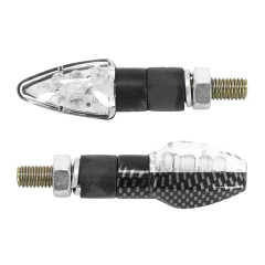 Clignotant adaptable 8 leds micro flèche transparent-carbone homologué CE
