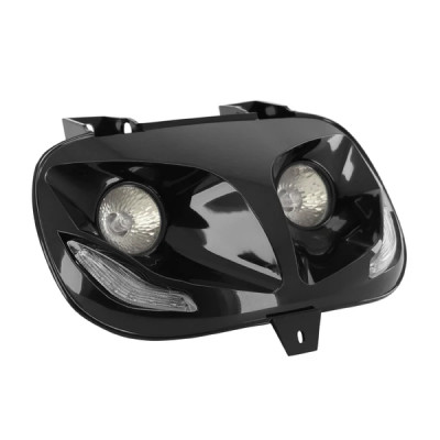 Double optique adaptable noir avec leds bleu pour scooter MBK 50 Booster/Yamaha 50 BWS 1999-2003