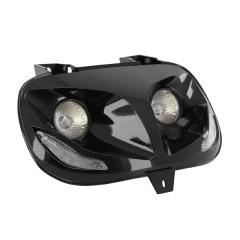 Double optique adaptable noir avec leds bleu pour scooter MBK 50 Booster/Yamaha 50 BWS 1999-2003