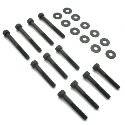 Vis de carter adaptable acier noir 6x40 / 55 pour scooter Peugeot TKR, Trekker, Speedfight, Squab (kit de 11)