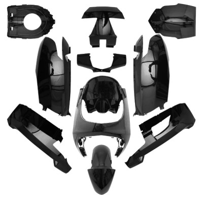 Kit carrosserie adaptable noir brillant (10 pièces) pour scooter Peugeot Vivacity 50 après 2008