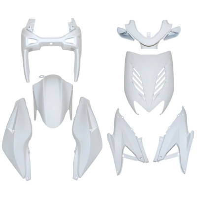 Kit carrosserie adaptable blanc (8 pièces) pour scooter MBK 50 Nitro et Yamaha 50 Aerox de 1997 à 2012