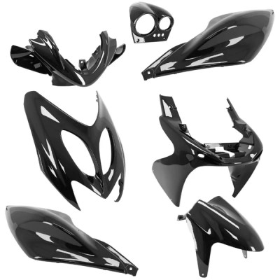 Kit carrosserie Tun'r noir brillant (7 pièces) pour scooter 50 Nitro/Aerox 1997-2012