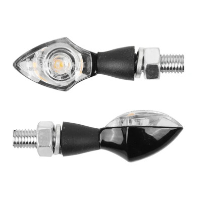 Paire de clignotants adaptable diamand transparent / noir avec corps zamac leds orange 1w homologué CE