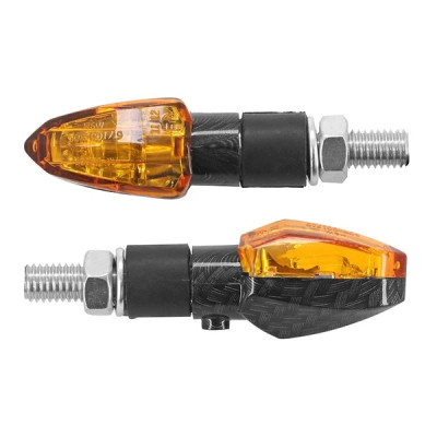 Clignotants universels adaptable micro flèche orange/carbone homologués CE
