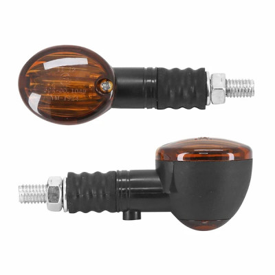 Clignotants universels adaptable orange/noir homologués CE avec témoin base courte (ampoule 12V 21W BA9S)