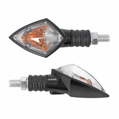 Clignotant adaptable mini diamant à ampoule BAU9S transparent / noir homologué CE