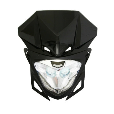 Plaque phare adaptable RR8 noir / chrome avec leds blanches pour 50 a boite