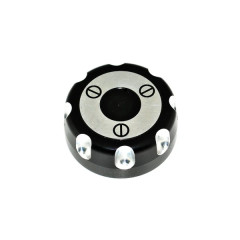 Bouchon essence adaptable alu noir diamètre intérieur 38mm pour Derbi Senda XTREM XRACE DRD GPR SMT RCR SX RX